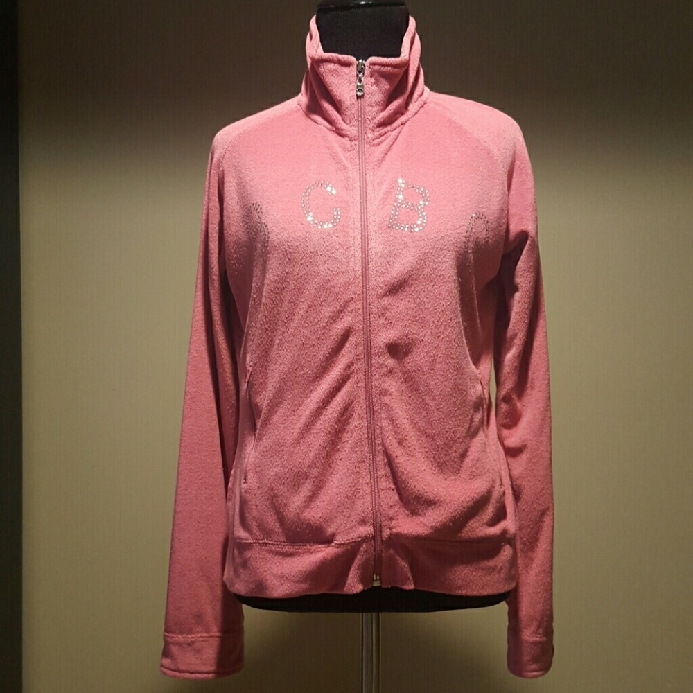 BCBG Pink Terry Tracker Zipper Y2K Jacket Petite Large